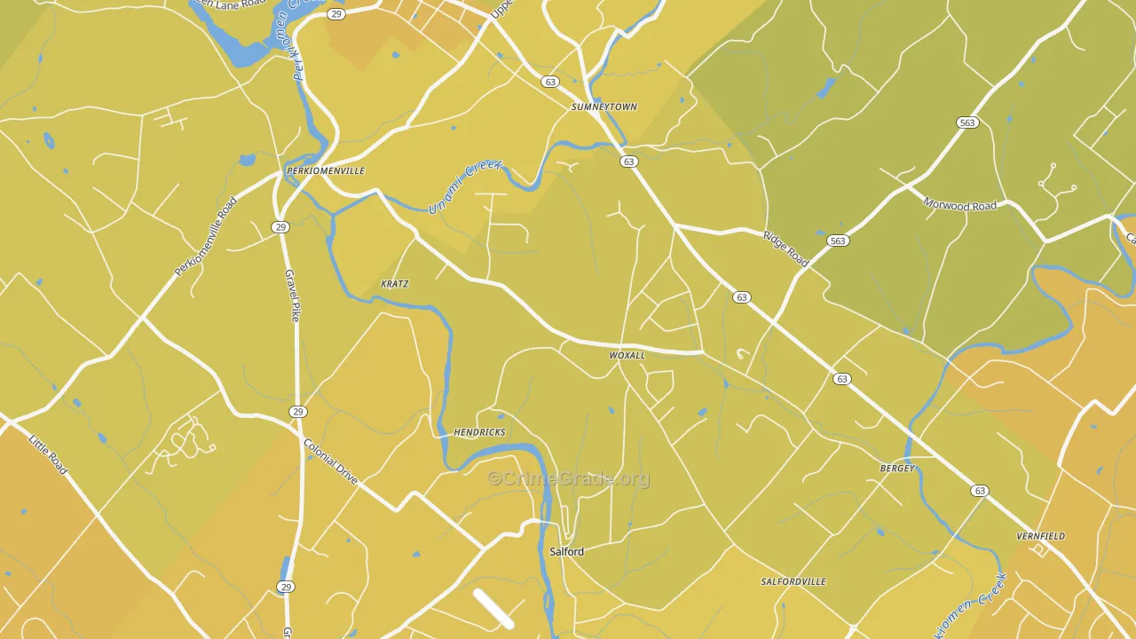 Woxhall, PA Map of Vehicle Theft Rates