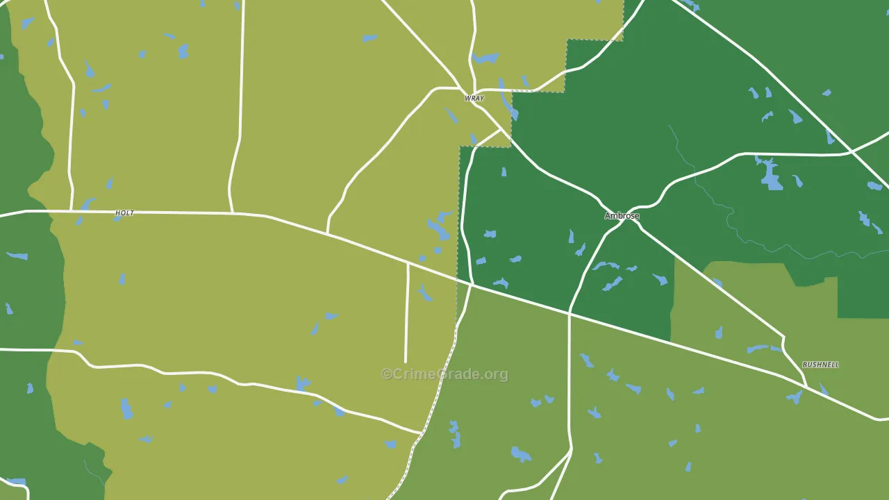 Wray, GA Map of Vehicle Theft Rates