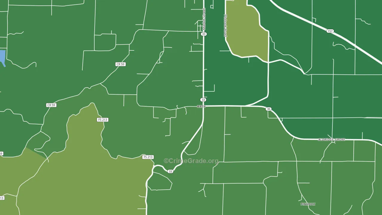 Wren, AL Map of Vehicle Theft Rates