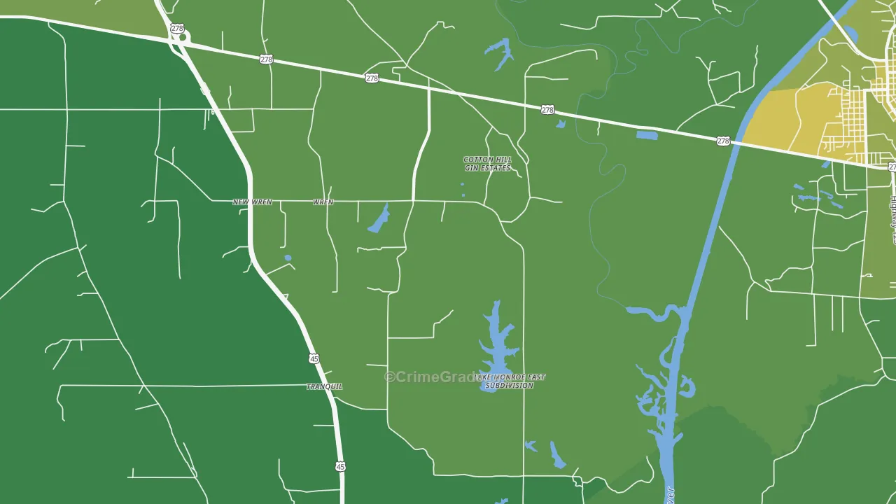 Wren, MS Map of Vehicle Theft Rates