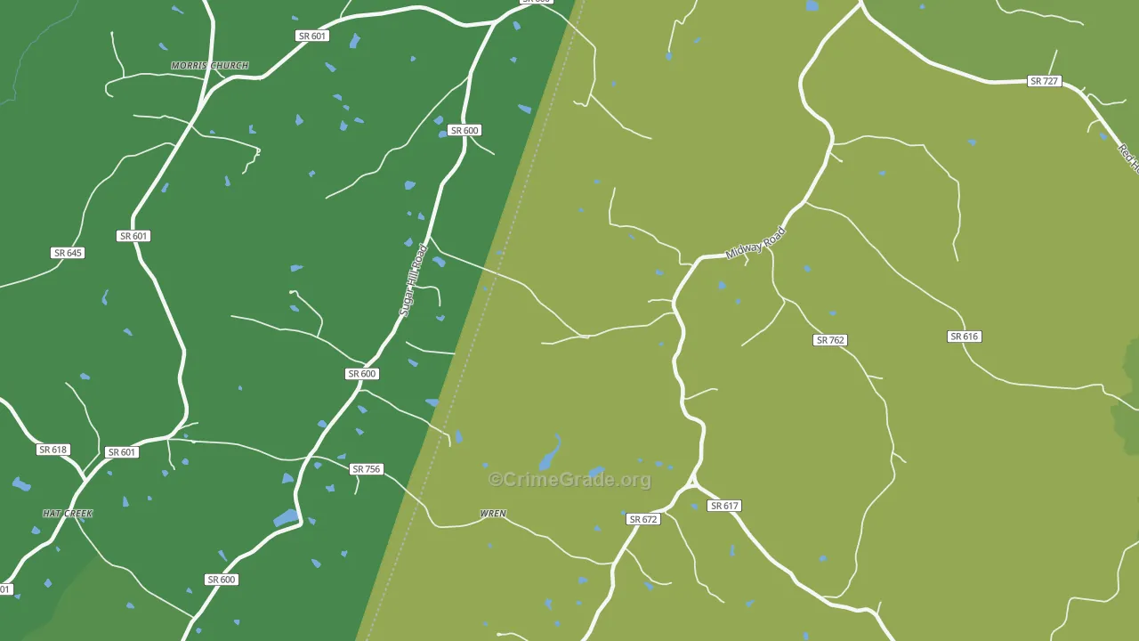 Wren, VA Map of Vehicle Theft Rates