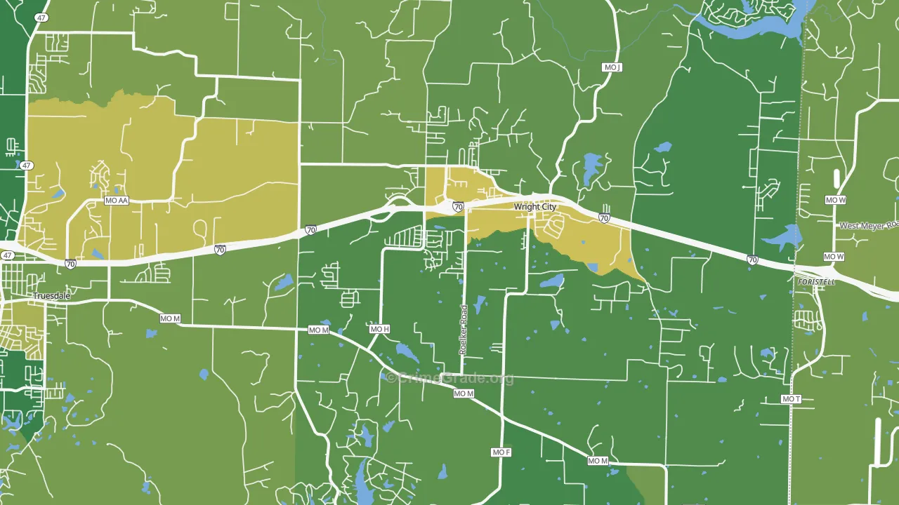 Wright City, MO Map of Vehicle Theft Rates