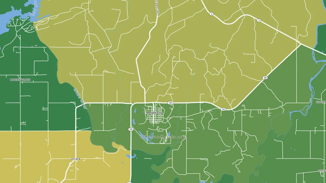 Wright City, OK Map of Vehicle Theft Rates