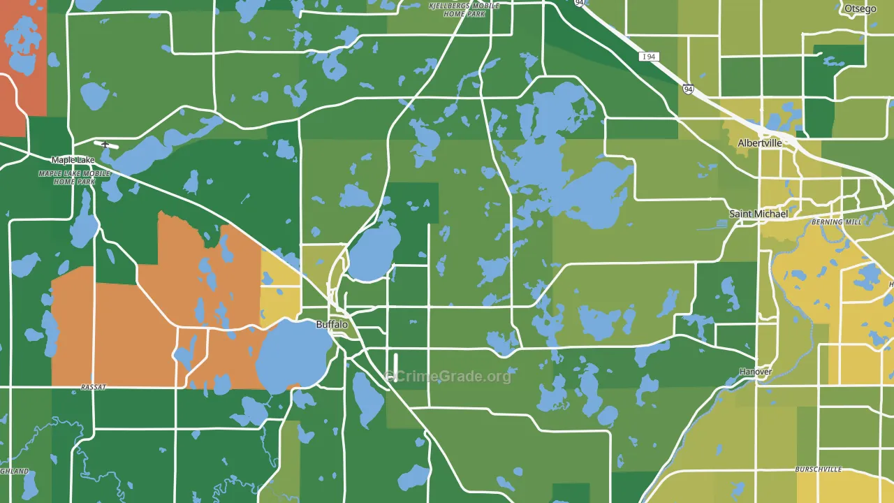 Wright County, MN Map of Vehicle Theft Rates