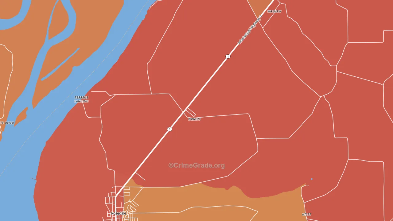 Wright, MS Map of Vehicle Theft Rates
