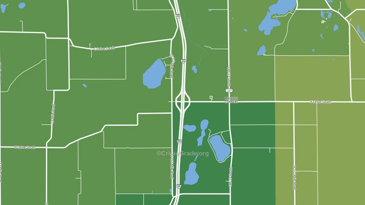 Wrights Corners, MI Map of Vehicle Theft Rates