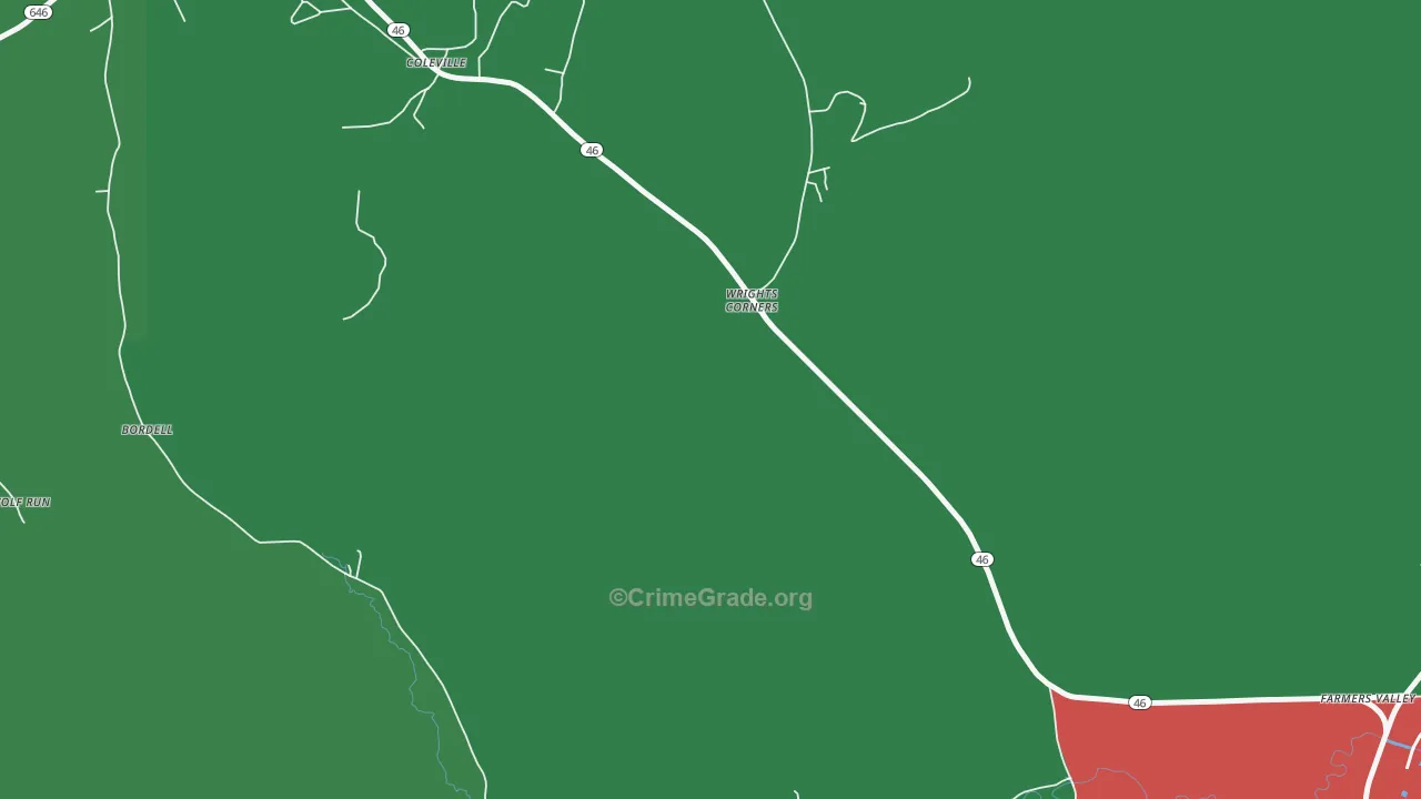 Wrights Corners, PA Map of Vehicle Theft Rates