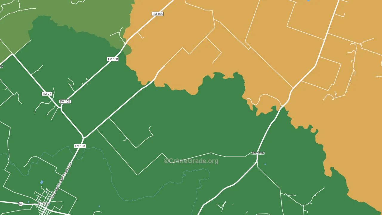 Wrightsboro, TX Map of Vehicle Theft Rates