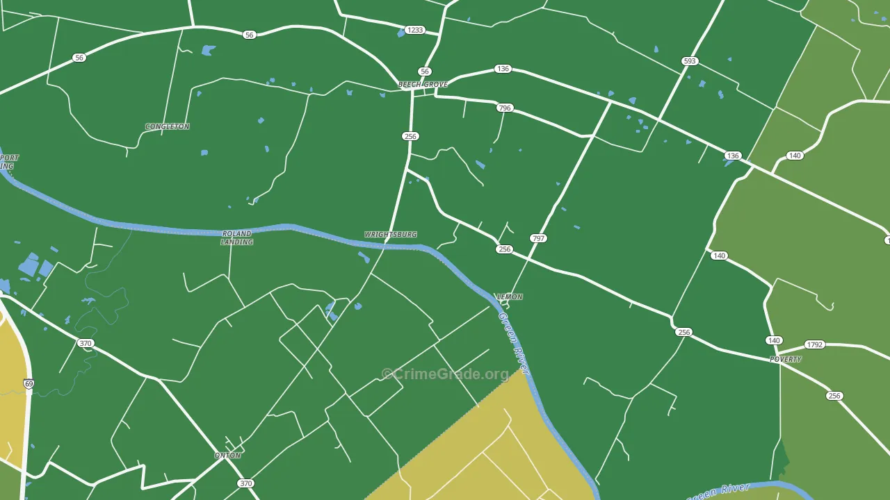 Wrightsburg, KY Map of Vehicle Theft Rates