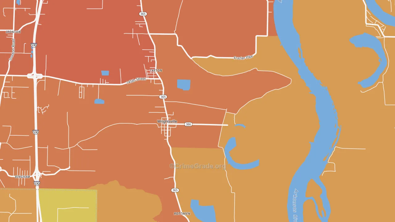 Wrightsville, AR Map of Vehicle Theft Rates