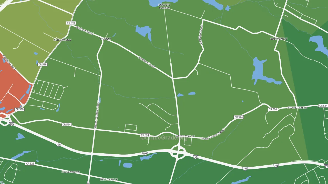 Wrightsville, NJ Map of Vehicle Theft Rates