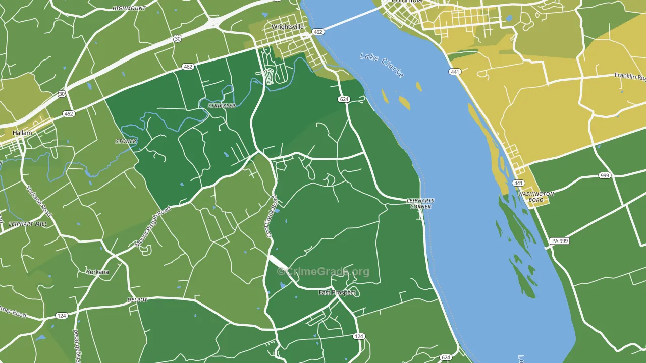 Wrightsville, PA Map of Vehicle Theft Rates