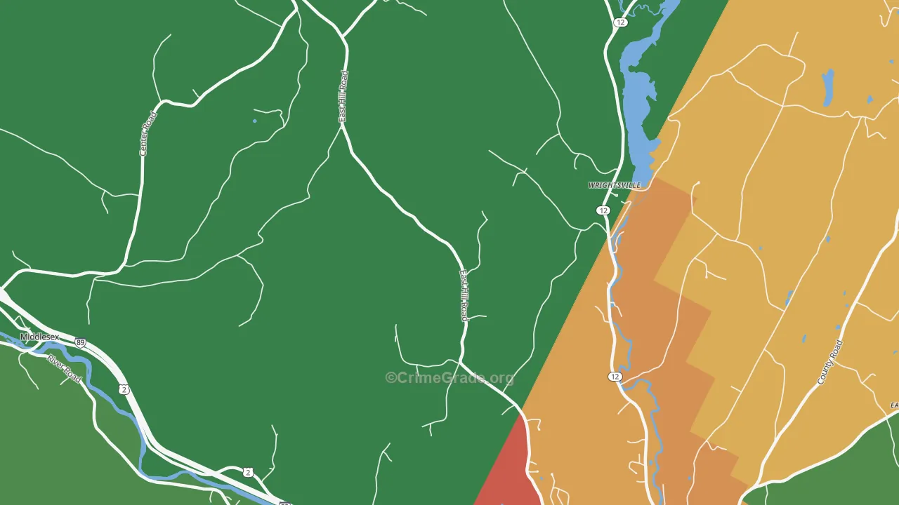Wrightsville, VT Map of Vehicle Theft Rates