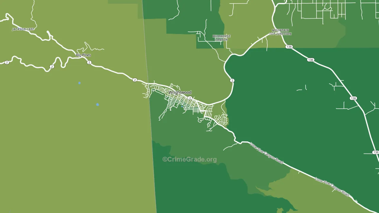 Wrightwood, CA Map of Vehicle Theft Rates