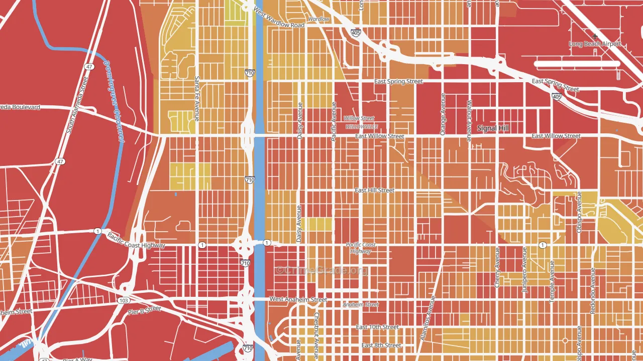 Wrigley, Long Beach, CA Map of Vehicle Theft Rates
