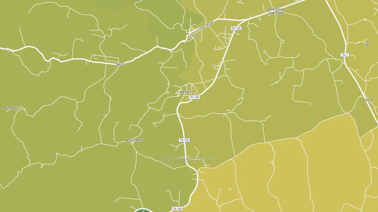 Wrigley, TN Map of Vehicle Theft Rates