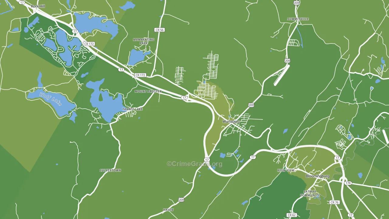 Wurtsboro, NY Map of Vehicle Theft Rates