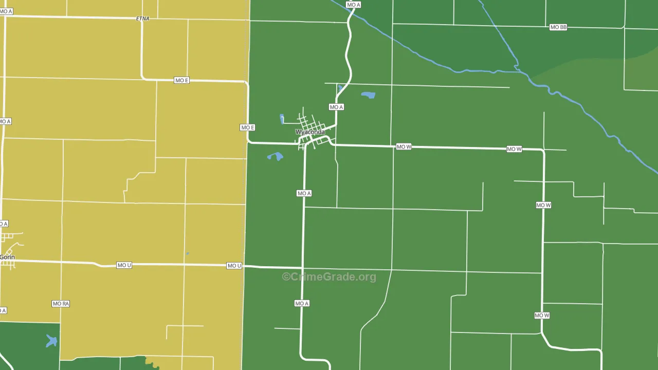 Wyaconda, MO Map of Vehicle Theft Rates