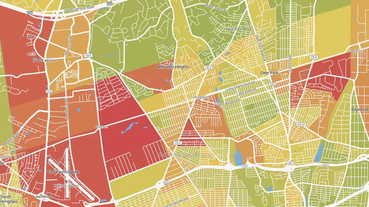 Wyandanch, NY Map of Vehicle Theft Rates