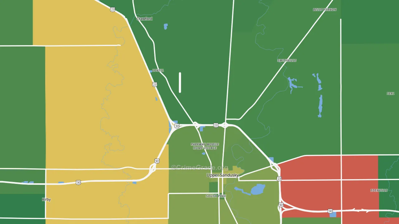 Wyandot County, OH Map of Vehicle Theft Rates