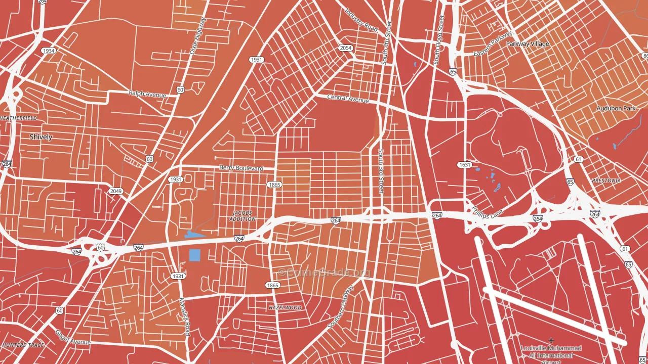 Wyandotte, Louisville, KY Map of Vehicle Theft Rates