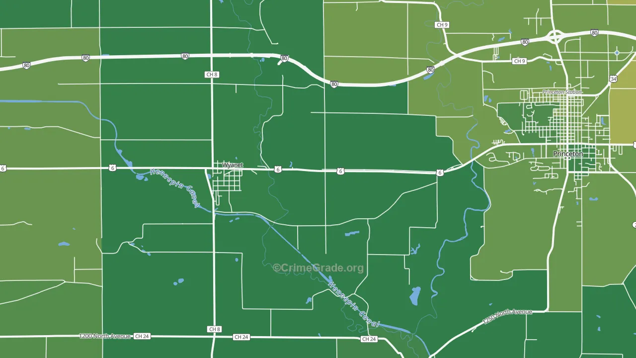 Wyanet, IL Map of Vehicle Theft Rates