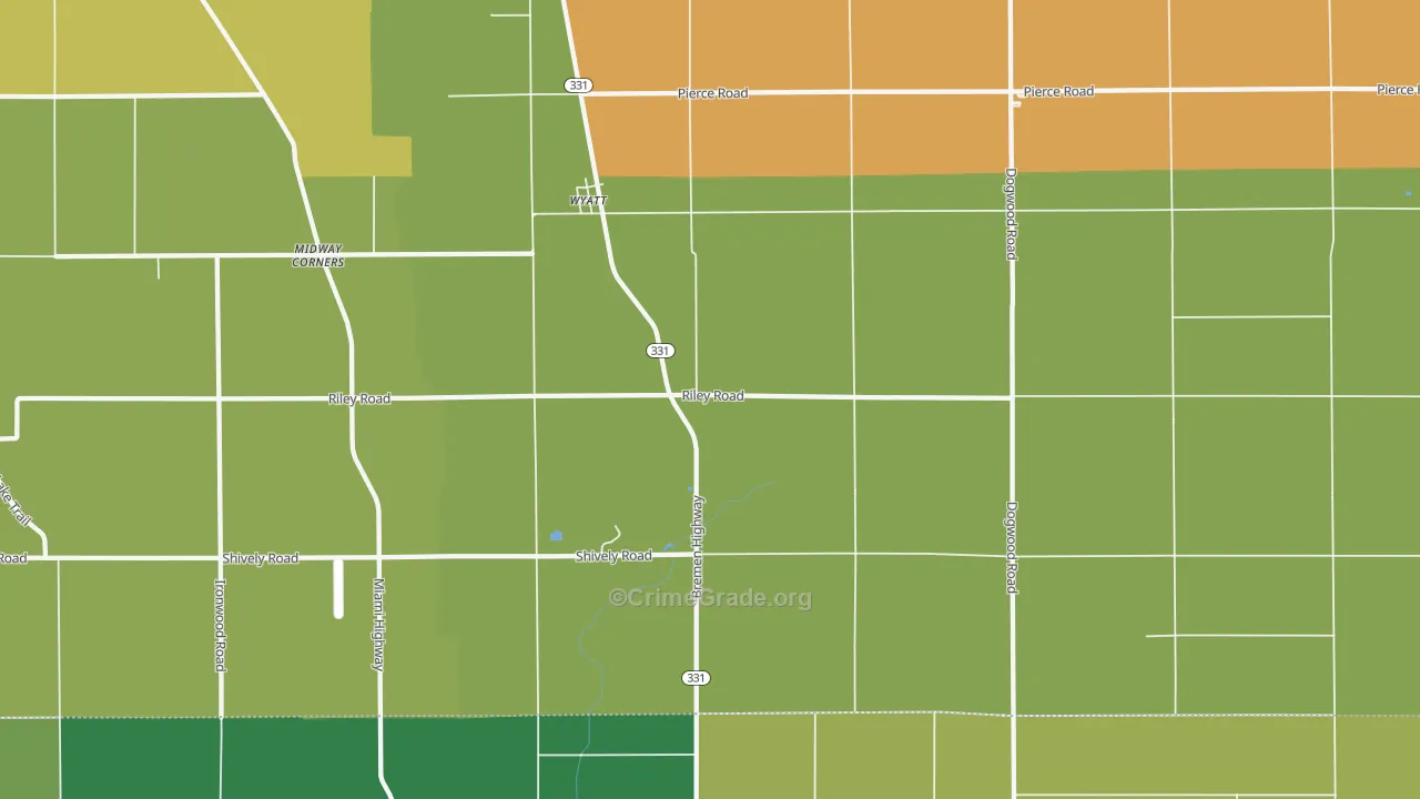 Wyatt, IN Map of Vehicle Theft Rates