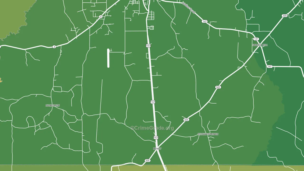 Wyatt, LA Map of Vehicle Theft Rates