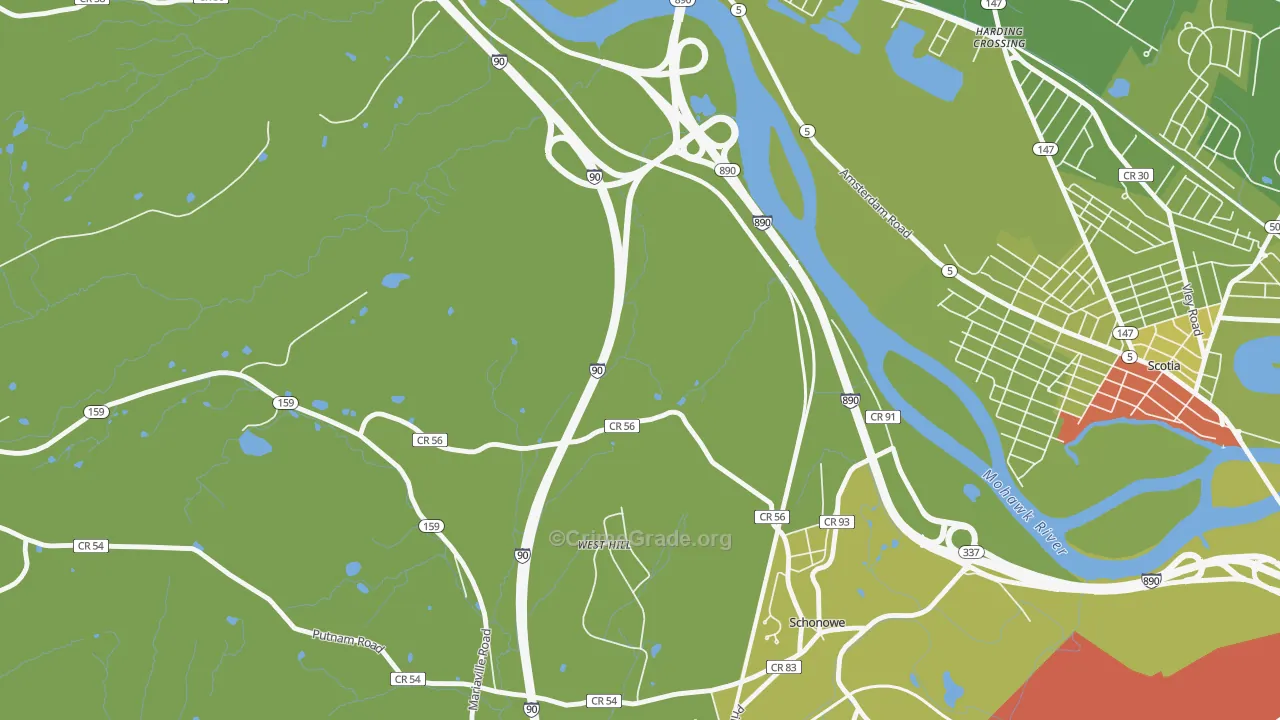 Wyatts, NY Map of Vehicle Theft Rates