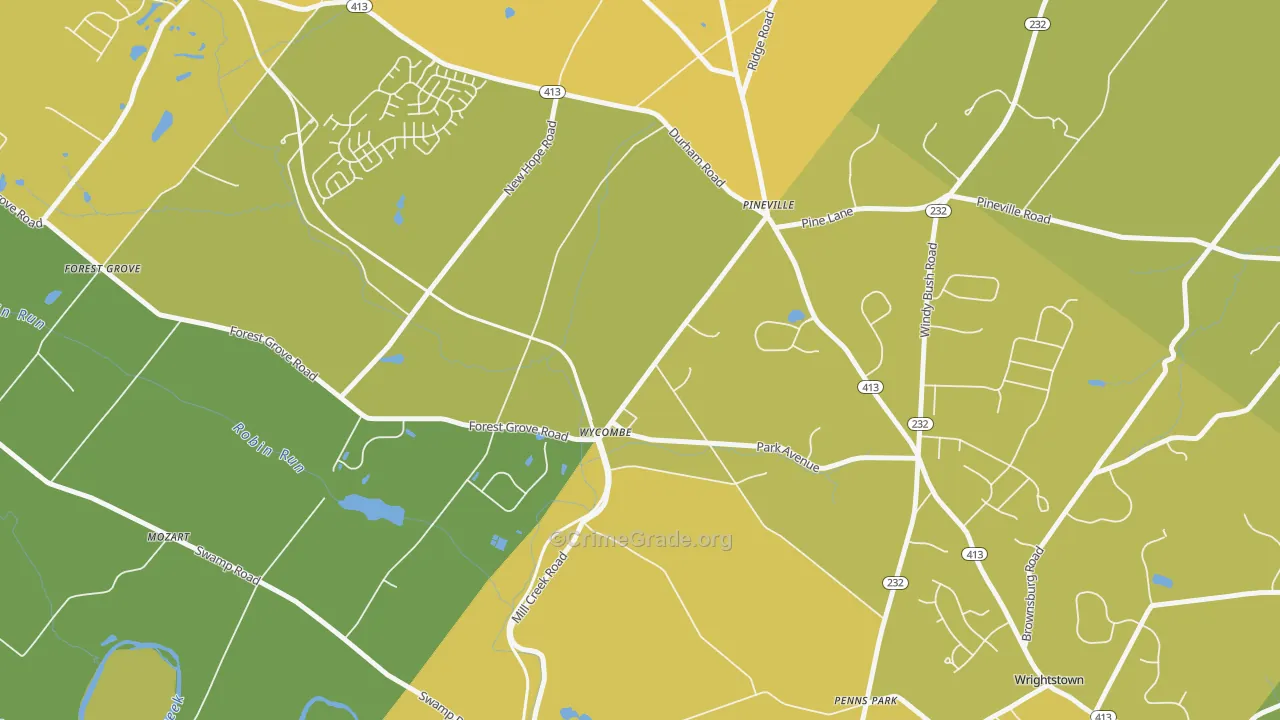 Wycombe, PA Map of Vehicle Theft Rates