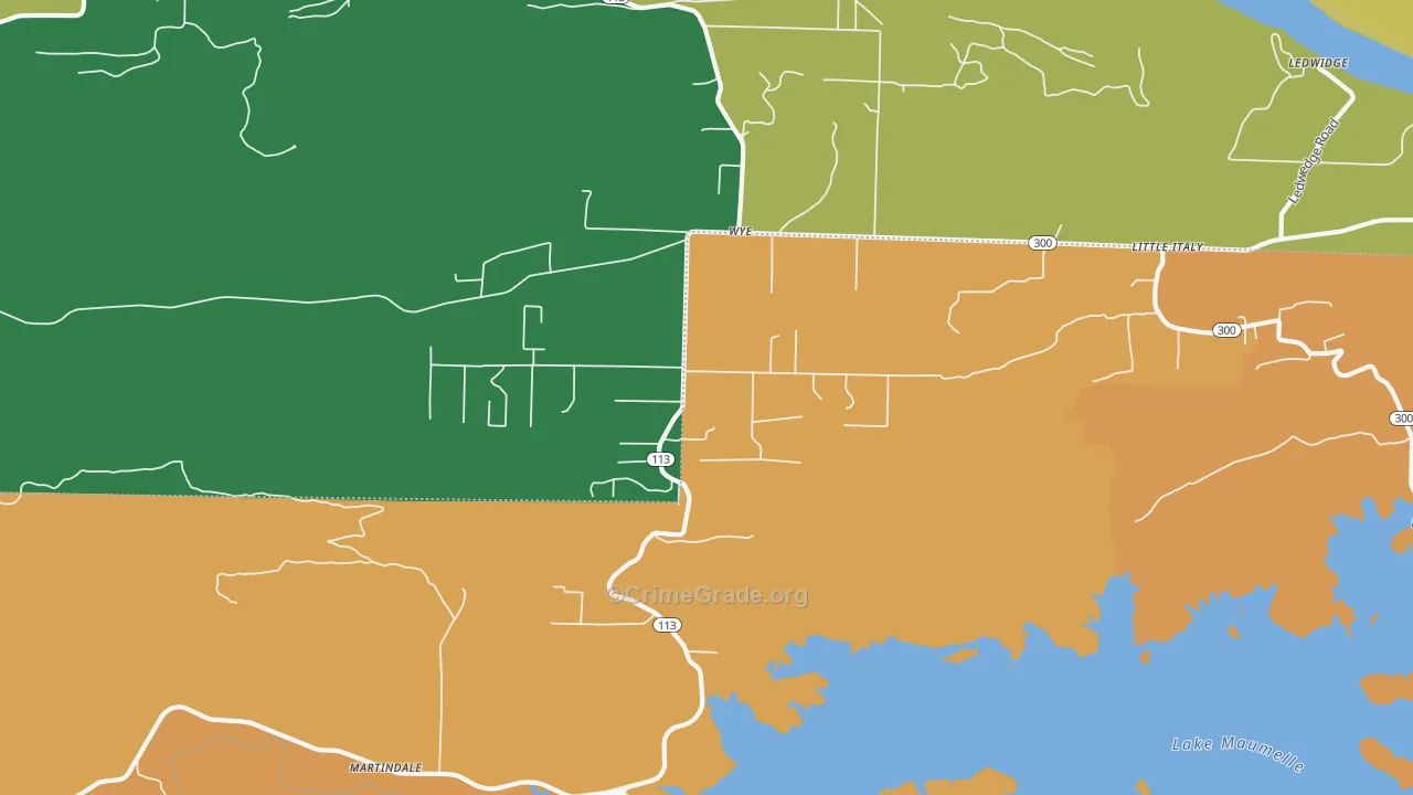 Wye, AR Map of Vehicle Theft Rates