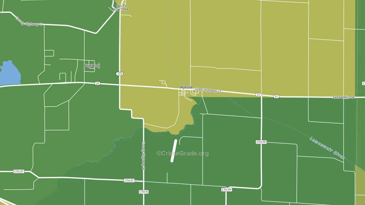 Wyeville, WI Map of Vehicle Theft Rates