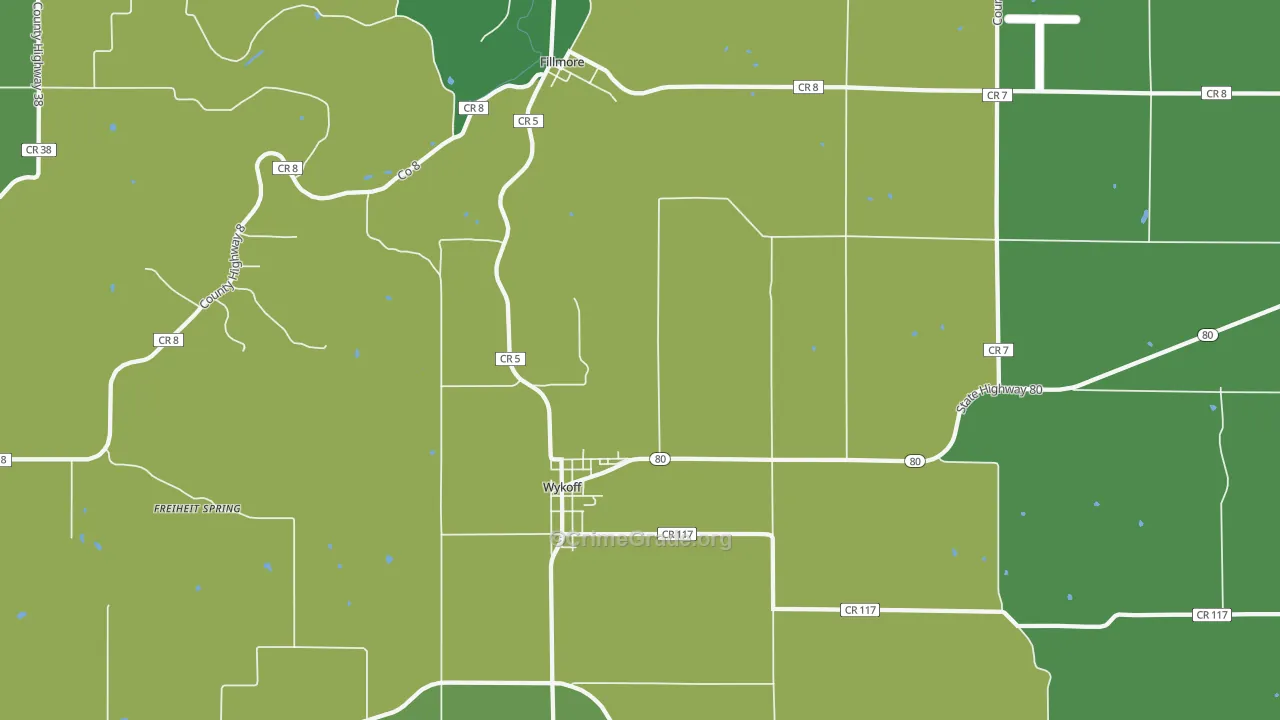 Wykoff, MN Map of Vehicle Theft Rates