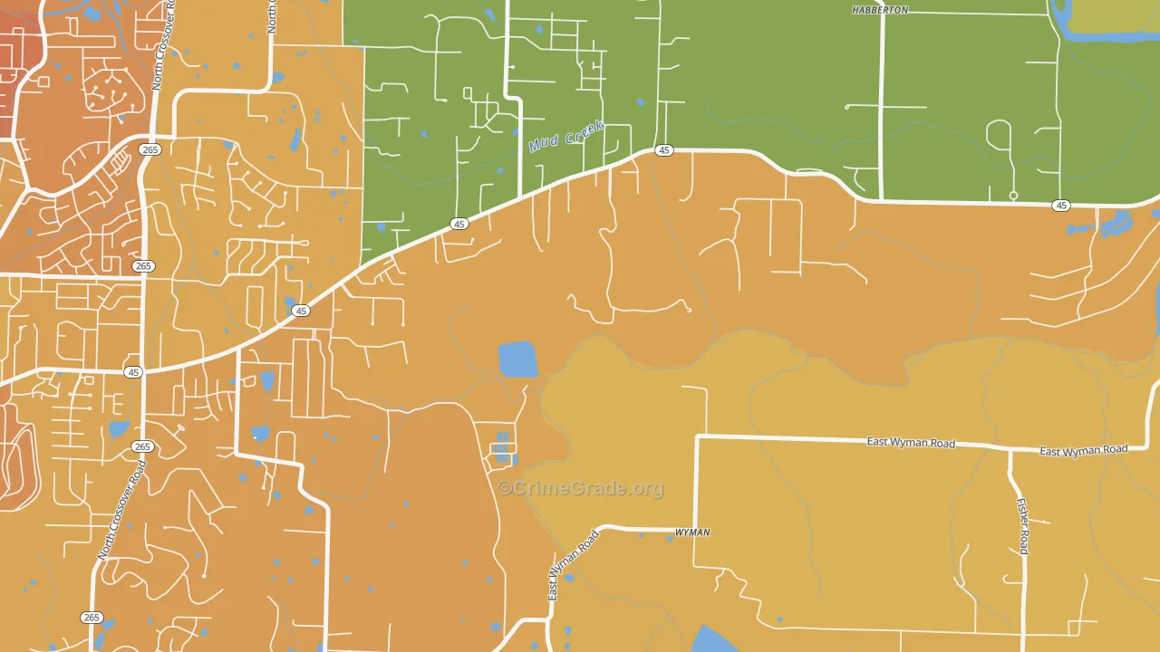 Wyman, AR Map of Vehicle Theft Rates