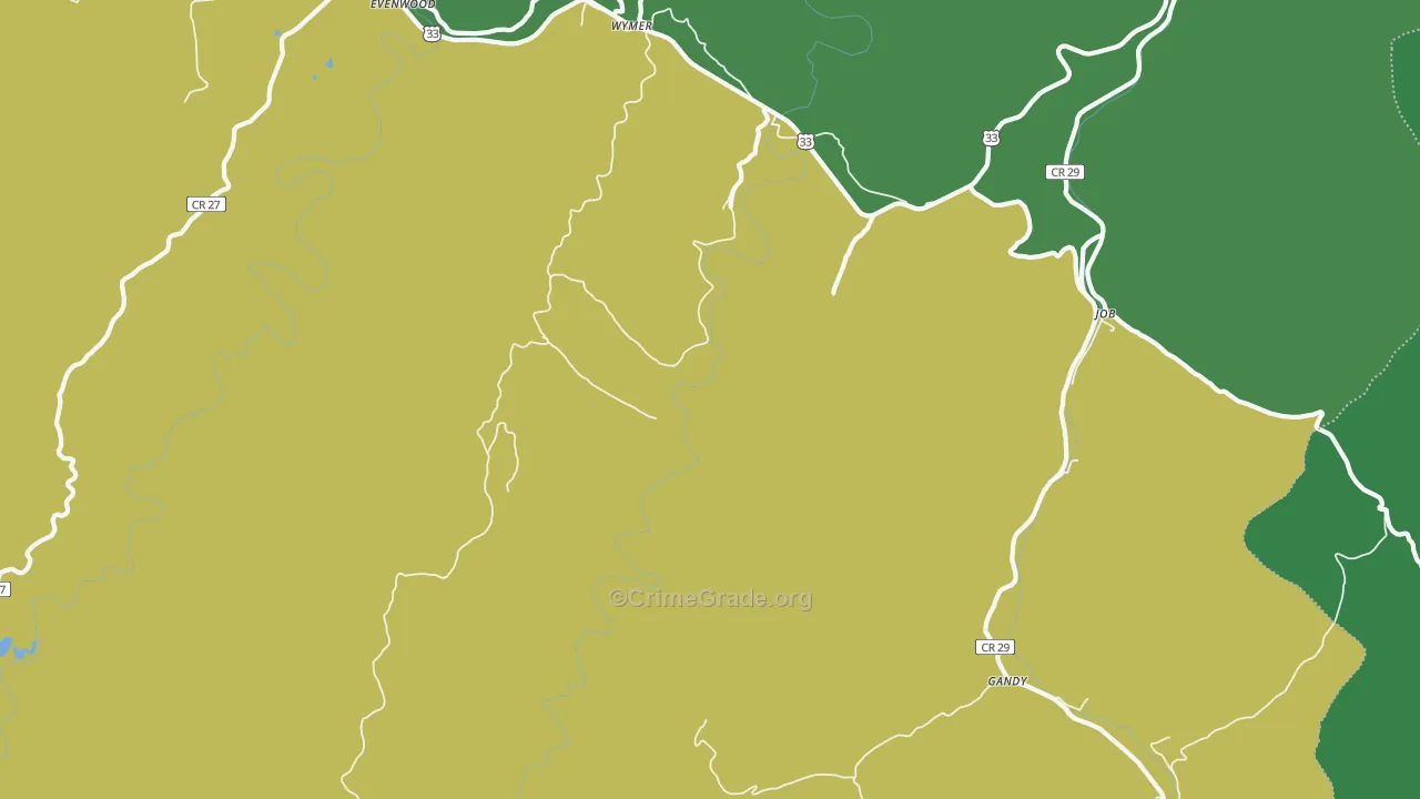 Wymer, WV Map of Vehicle Theft Rates