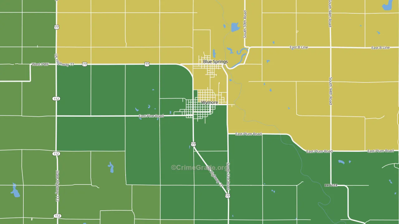 Wymore, NE Map of Vehicle Theft Rates