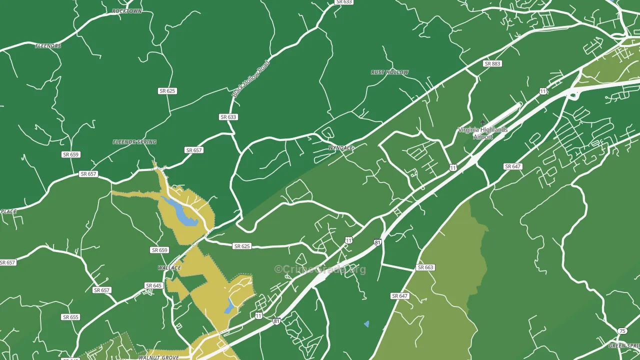 Wyndale, VA Map of Vehicle Theft Rates