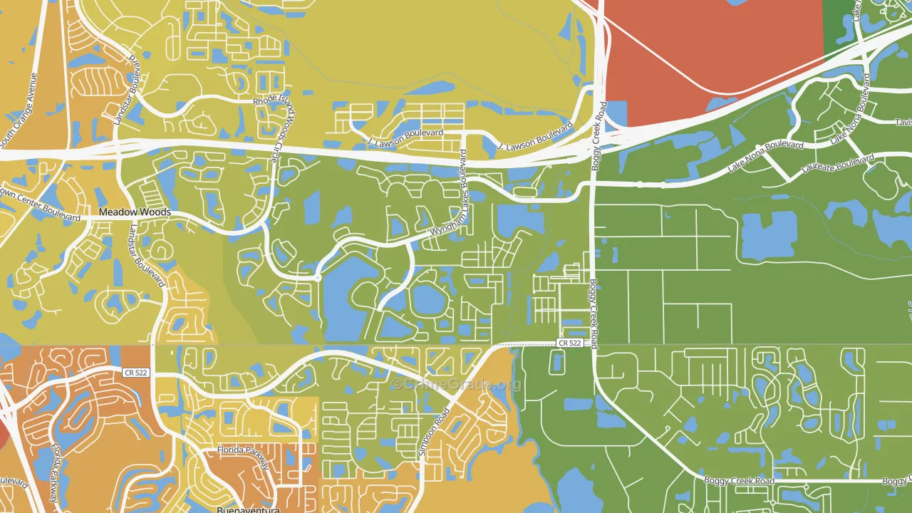 Wyndham Lakes Estates, Meadow Woods, FL Map of Vehicle Theft Rates