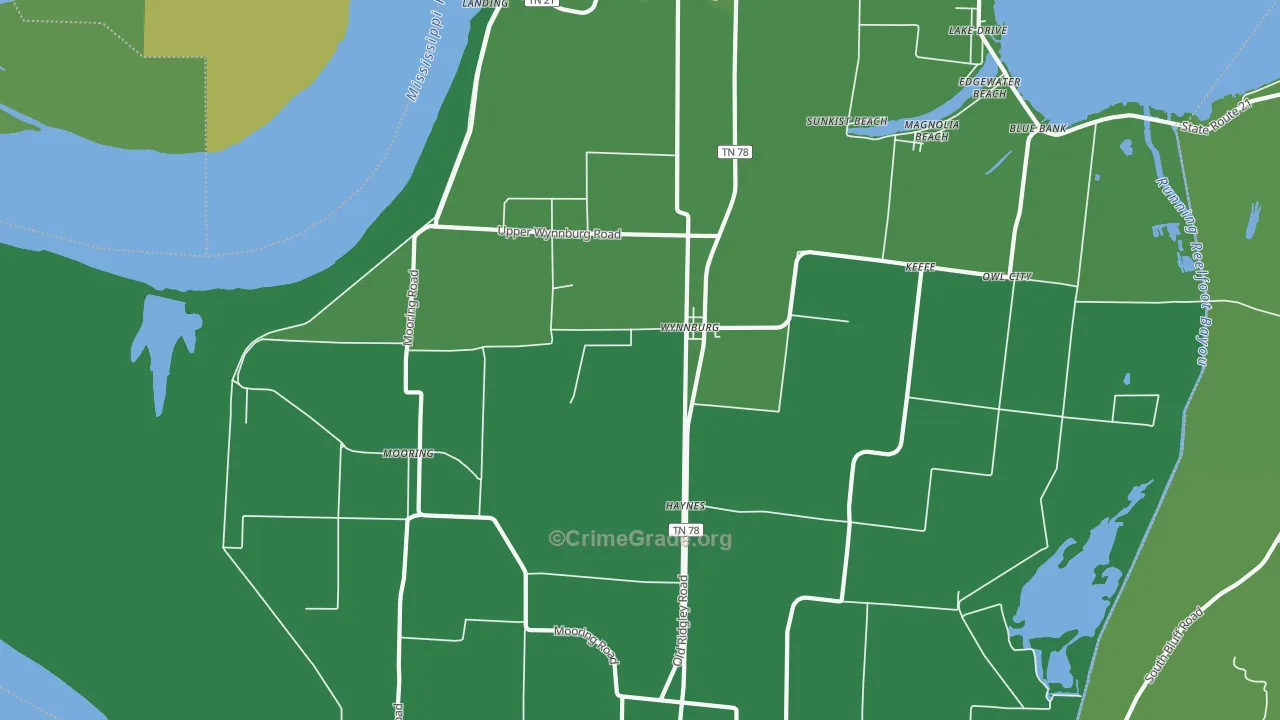 Wynnburg, TN Map of Vehicle Theft Rates