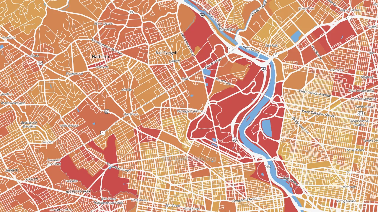 Wynnefield, Philadelphia, PA Map of Vehicle Theft Rates
