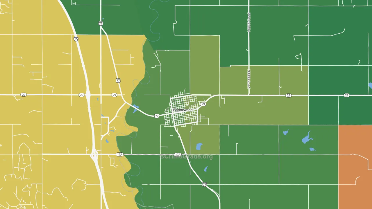 Wynnewood, OK Map of Vehicle Theft Rates