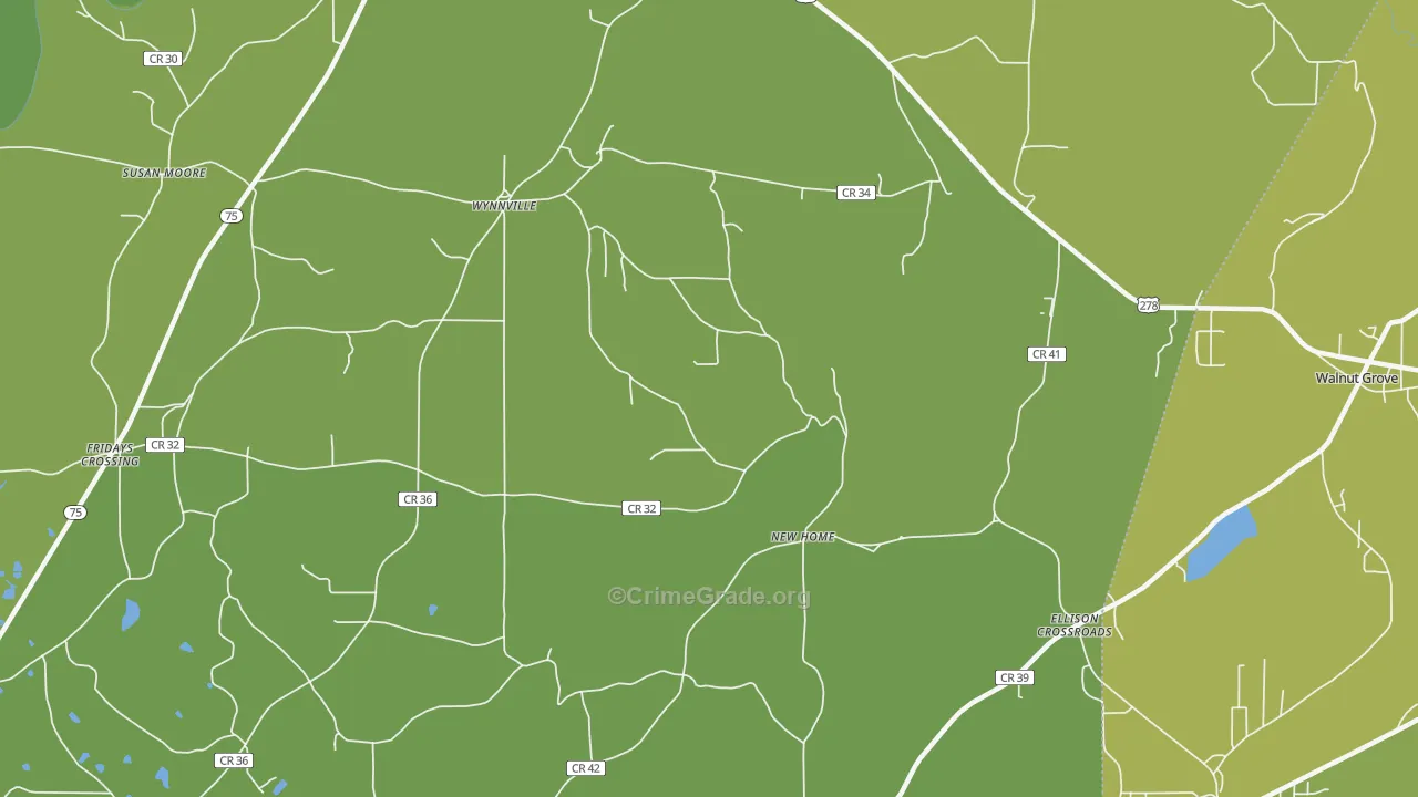 Wynnville, AL Map of Vehicle Theft Rates