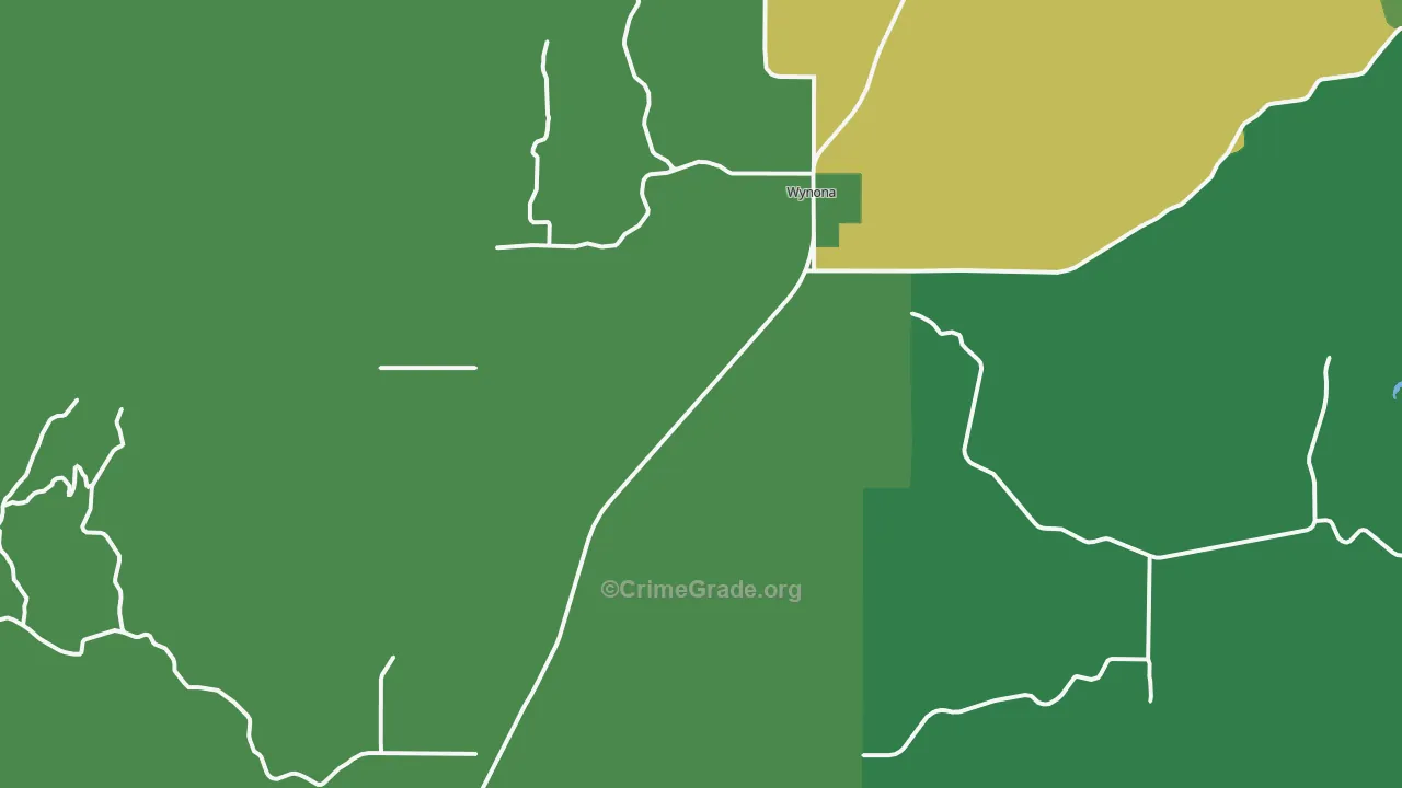 Wynona, OK Map of Vehicle Theft Rates