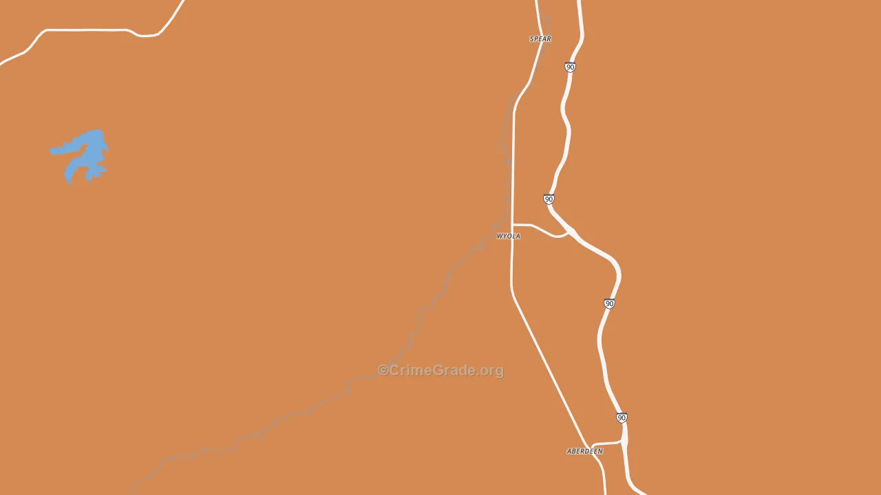 Wyola, MT Map of Vehicle Theft Rates