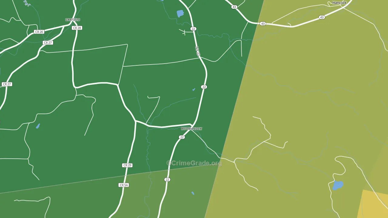 Wyomanock, NY Map of Vehicle Theft Rates