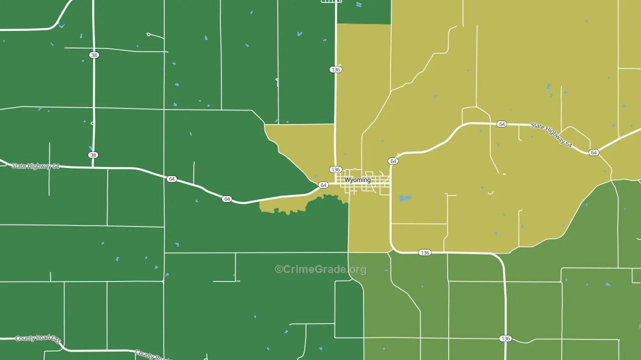Wyoming, IA Map of Vehicle Theft Rates