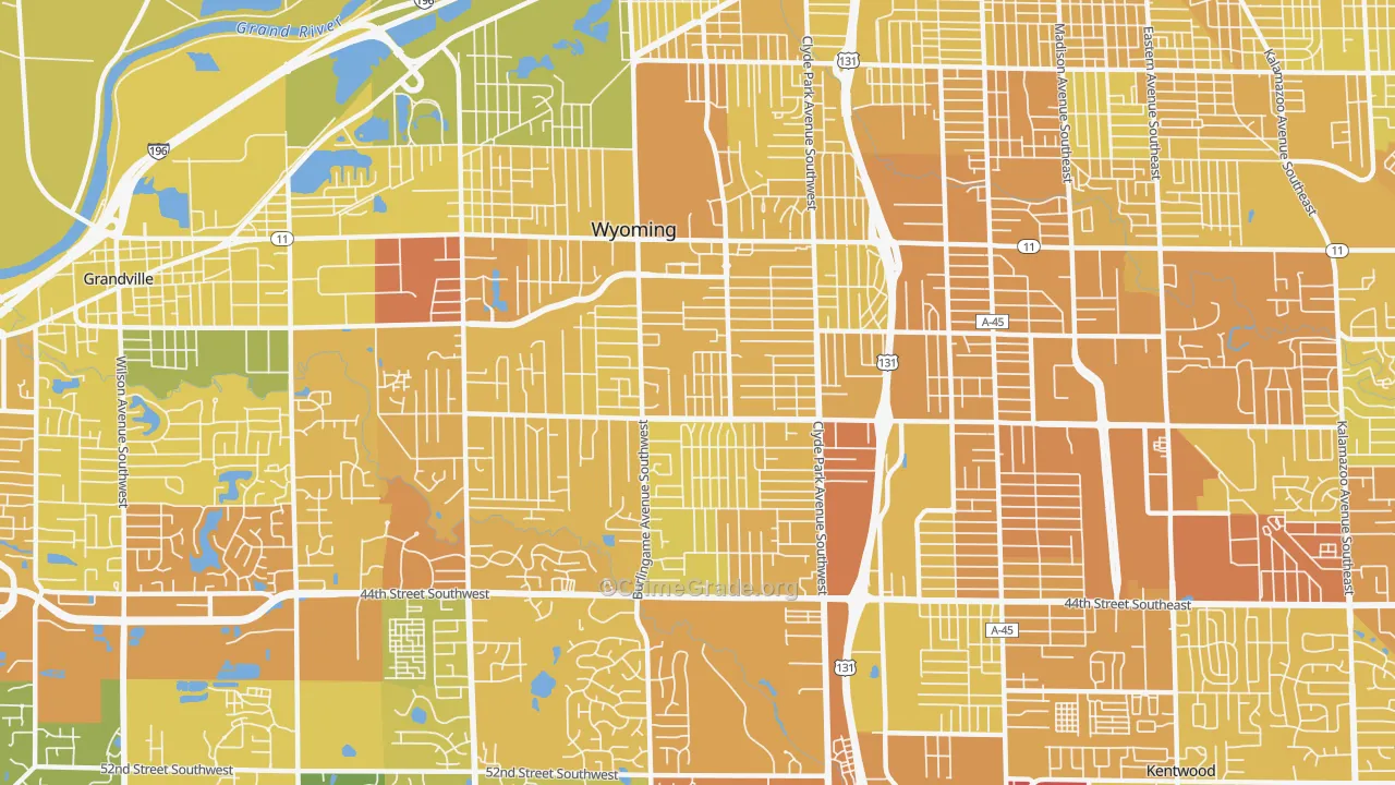 Wyoming, MI Map of Vehicle Theft Rates