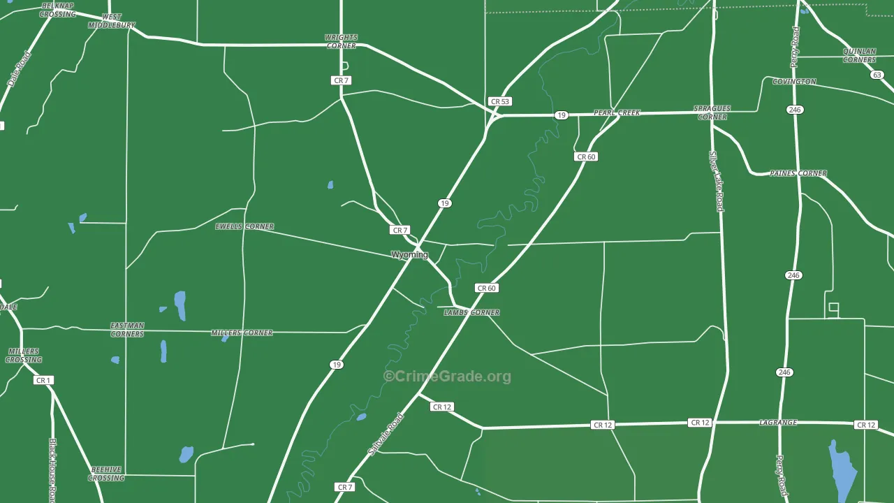 Wyoming, NY Map of Vehicle Theft Rates