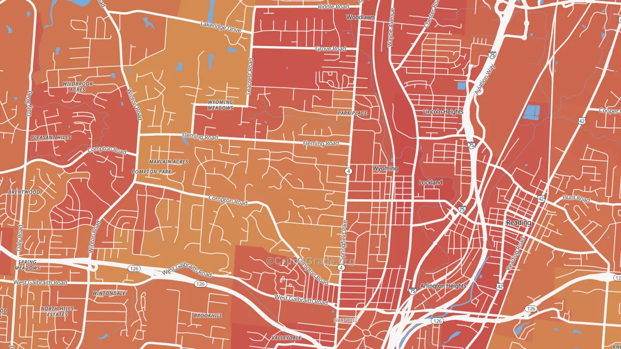 Wyoming, OH Map of Vehicle Theft Rates