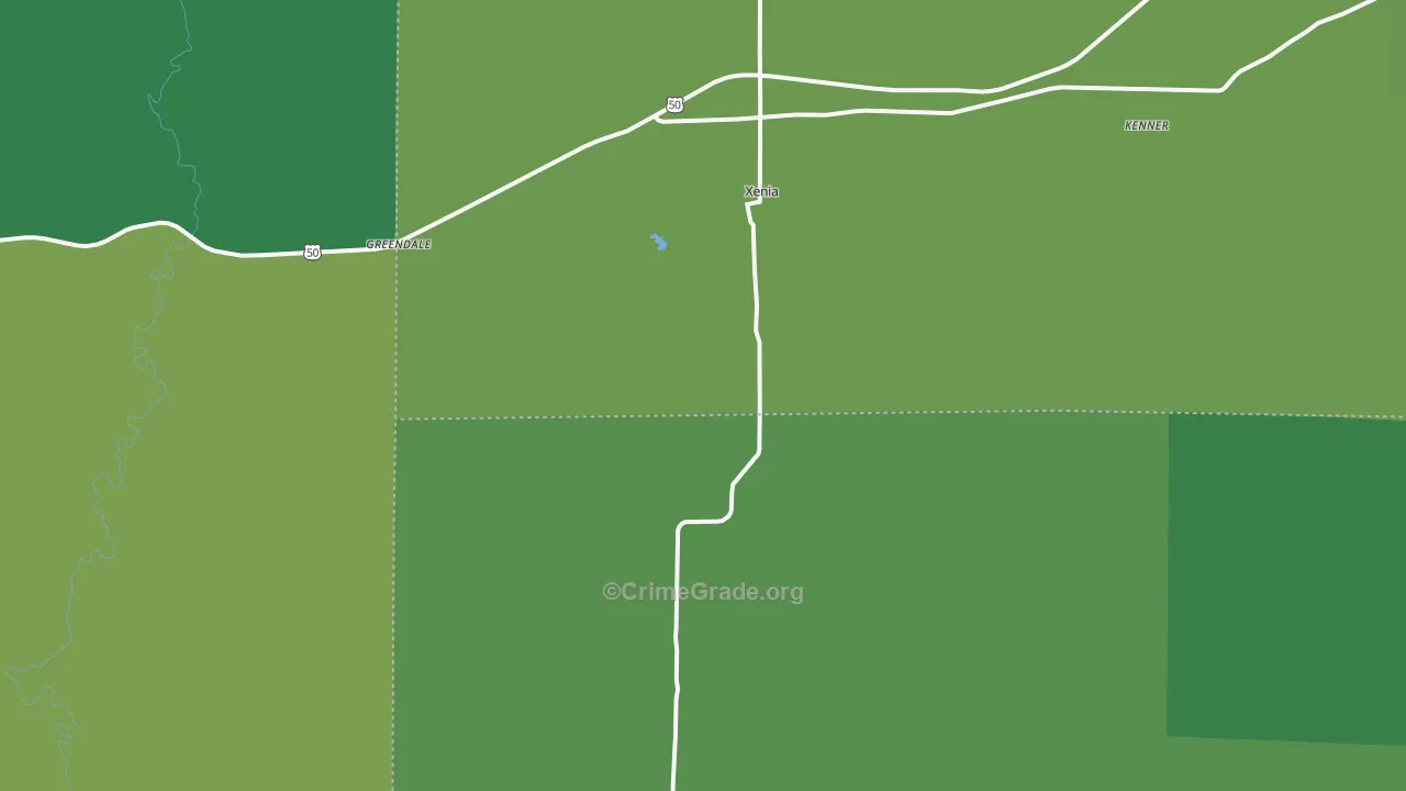 Xenia, IL Map of Vehicle Theft Rates